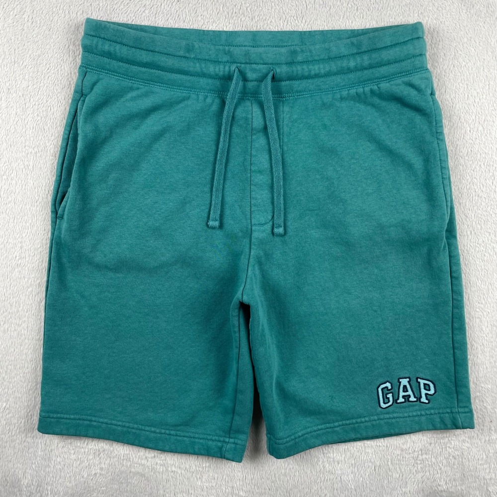 Gap Sweat Shorts Mens Small Green Arch Logo Embroidered  Summer Fleece 8"